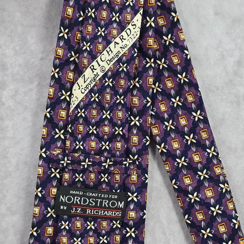 Nordstrom by J.Z. Richards Purple Floral Extra Long Executive Silk Mens Neck Tie